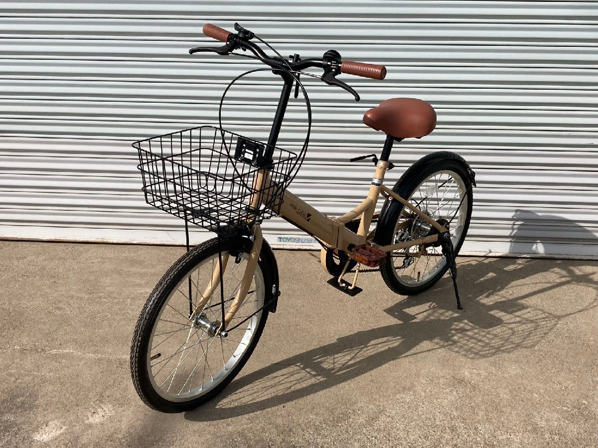 [ outlet ] foldable bicycle 20 -inch basket attaching Shimano 6 step shifting gears MB-02B [ pale Brown ]