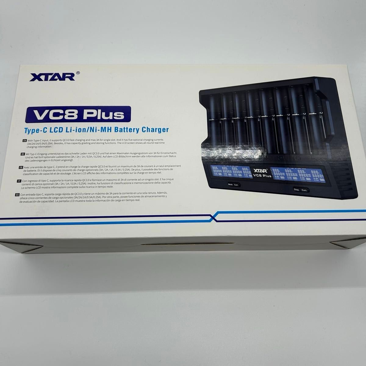 18650充電器 XTAR VC8 Plus リチウムイオン電池 単３/単4充電器 急速充電3Ax1/2Ax2/1Ax4/1Ax8