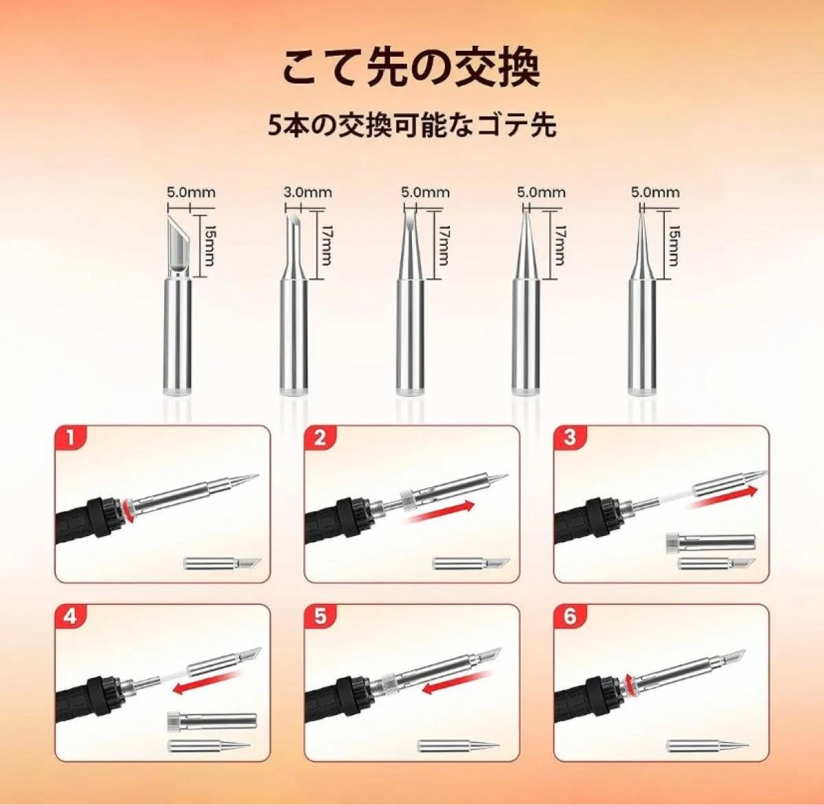 はんだごてセット 温度調節可(200～450℃) 60W 精密半田ごて 基盤電子作業 溶接工具 電気DIY用 収納ケース付き