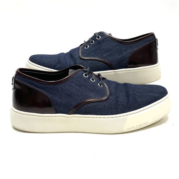 美品 LOUIS VUITTON DENIM LOW-CUT SNEAKERS ルイ・ヴィトン インディゴ デニム ローカット スニーカー シューズ 8 1/2 正規品_画像6