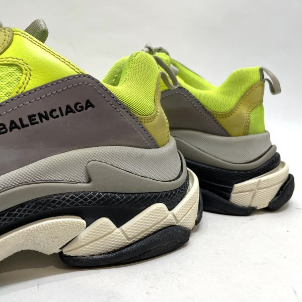 BALENCIAGA Triple S EU41 バレンシアガ トリプル エス ネオンイエロー×グレー 厚底 ソール シューズ ダットスニーカー 正規品_画像7