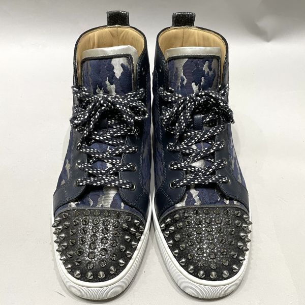 美品 Christian Louboutin Louis Spikes Orlato クリスチャン ルブタン ルイス スパイク オルラト ハイカット スニーカー 41 1/2 正規_画像2