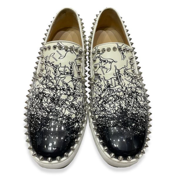 Christian Louboutin PIK BOAT FLAT PAT DEGRALOUBI クリスチャン ルブタン ピックボート パテント レザー スリッポン 41 1/2 正規_画像2