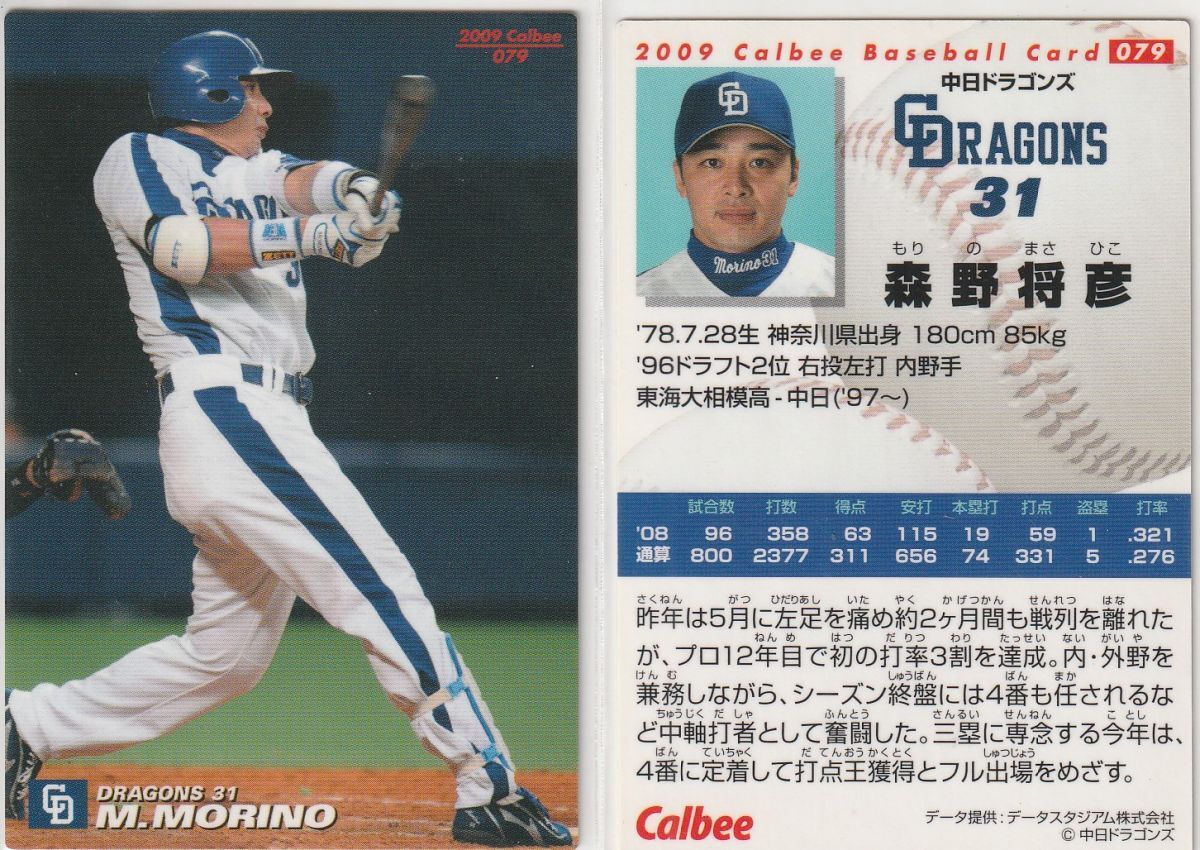 ●2005,07,08,09,11Calbee 【森野 将彦】BASEBALL CARD ６種 ：中日 R_2009-079