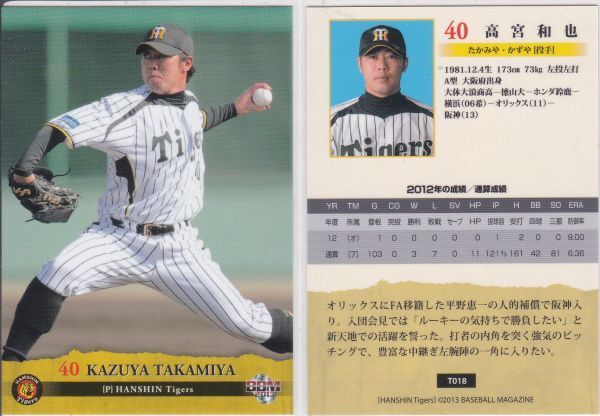 ●2013BBM/阪神 【高宮 和也】 BASEBALL CARD No.T018 R2_画像1