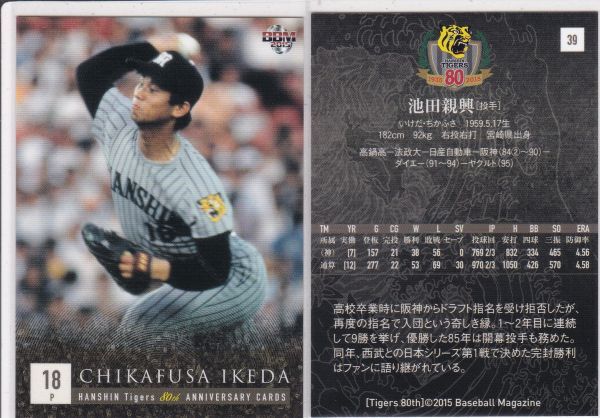 ●2015BBM/阪神 80周年 【池田 親興】 BASEBALL CARD No.３９ R4_画像1