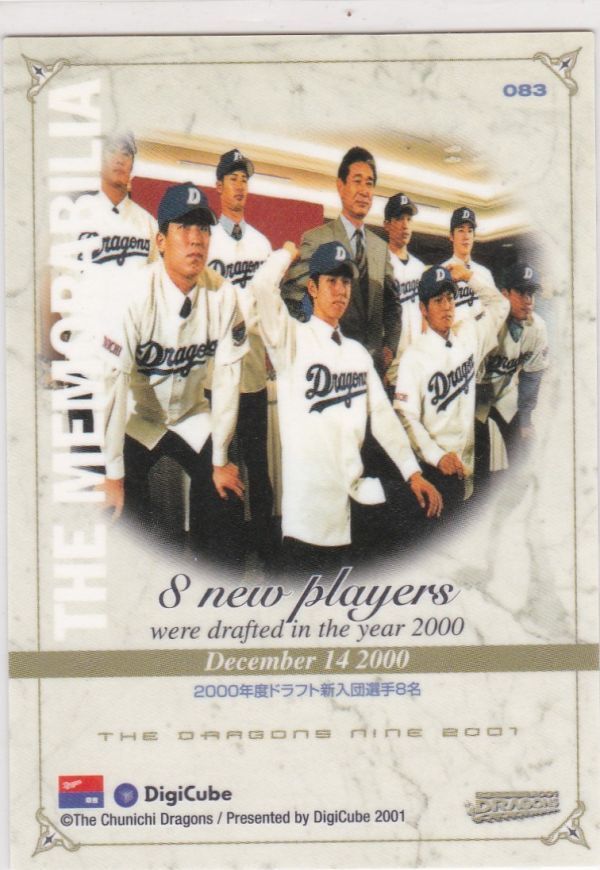 ●2001/DigiCube【星野 仙一】2000入団：Rookies,8 new players:中日_画像2