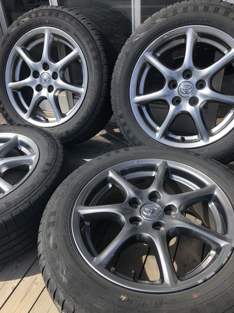 215/60R17 DUNLOP/RV504 16年 トヨタ エスティマ 純正 ハイグロス 17インチ 7J ＋50 114.3 5H 4本_画像1