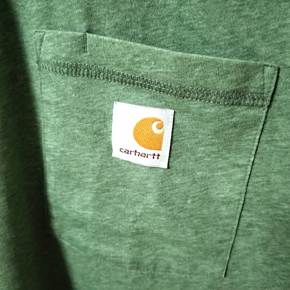 carhartt くすみ緑 ポロシャツ 半袖カットソー カーハート メンズL ワンポイント ポケット ゆるダボ ビッグシルエット
