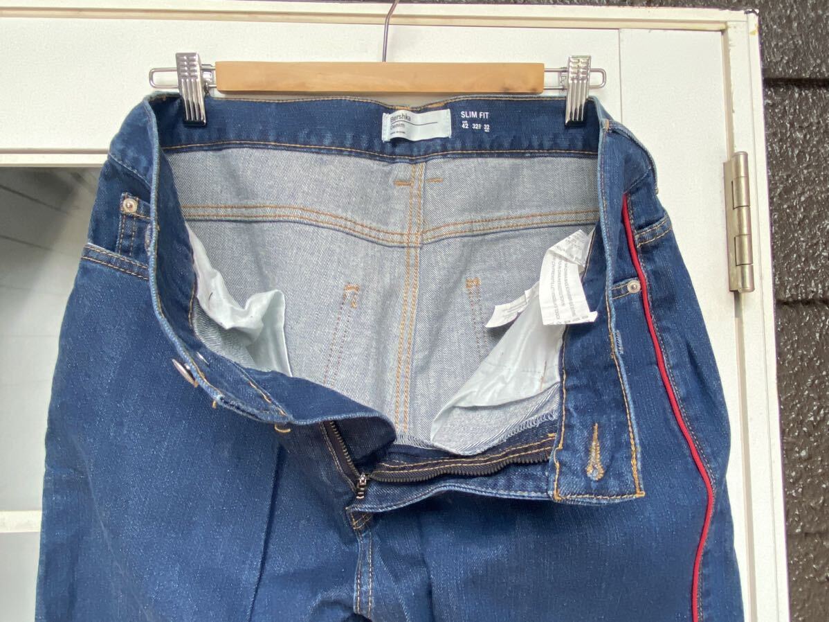 Bershka Denim ベルスカ 赤ライン スリムデニム W32 中古 送料込価格_画像8