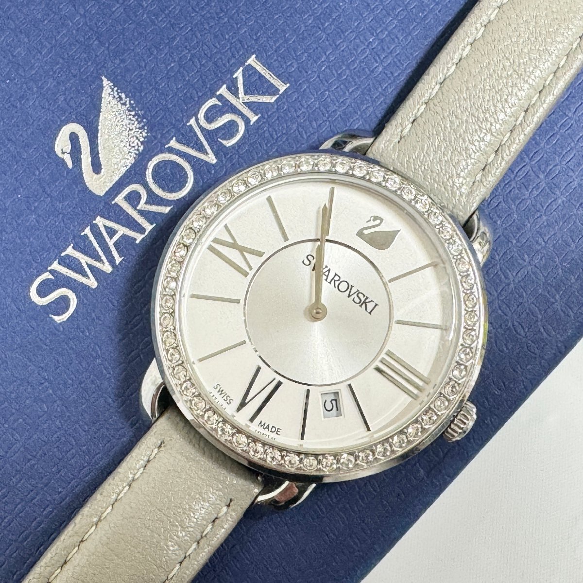  gold gram [27]Swarovski Swarovski Islay teiSTS 5182191 quartz wristwatch * present condition immovable * certificate * box * Junk *1 jpy ~[ free shipping ]