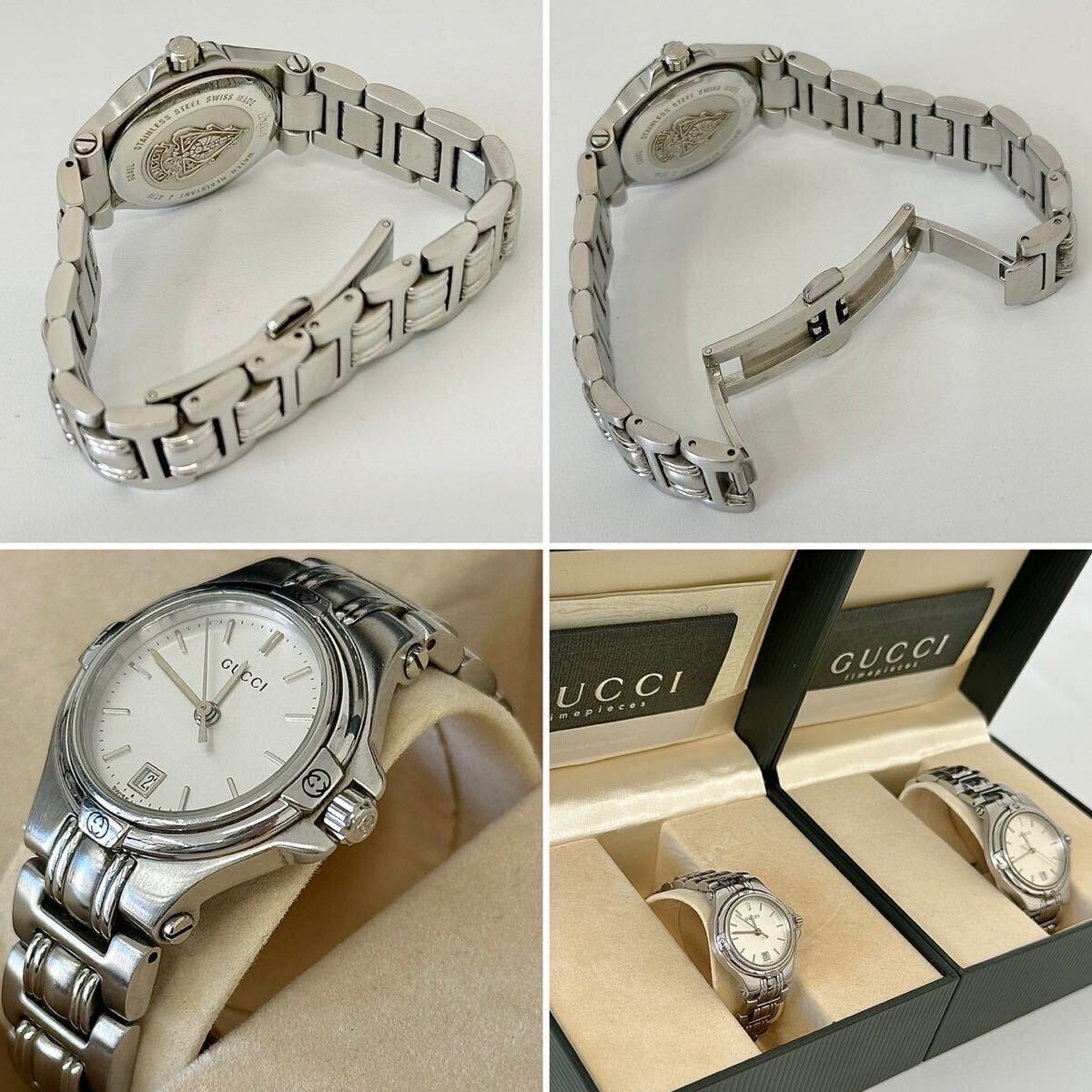 [F0425]GUCCI Gucci наручные часы пара часы мужской женский серебряный 