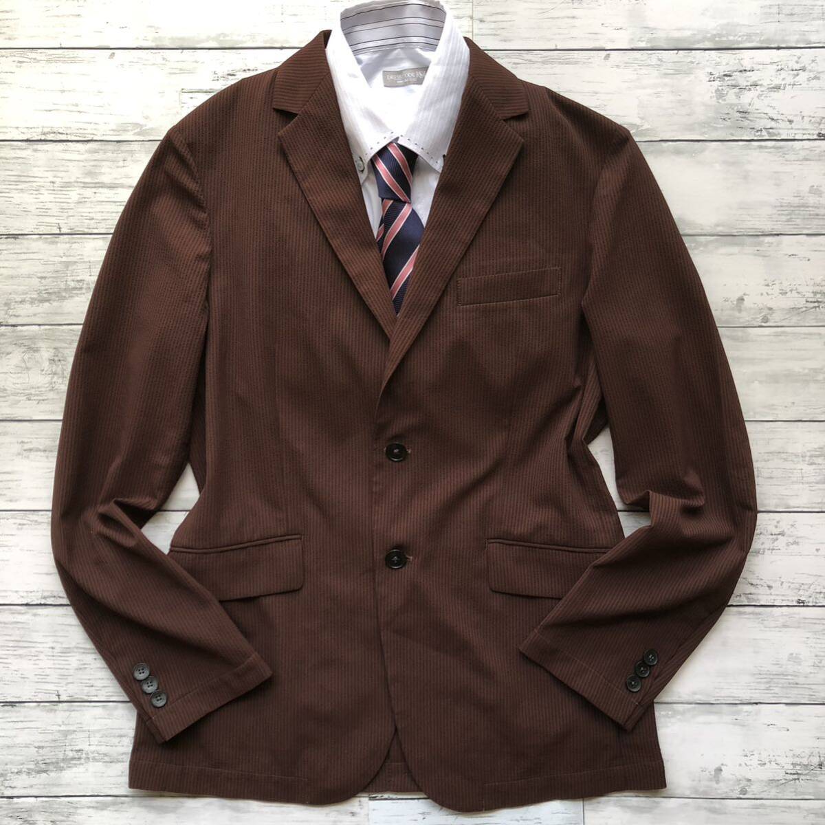  beautiful goods /L size / laundry possibility /sia soccer *417 Edifice EDIFICE suit setup polyester travel Easy tailored Brown 