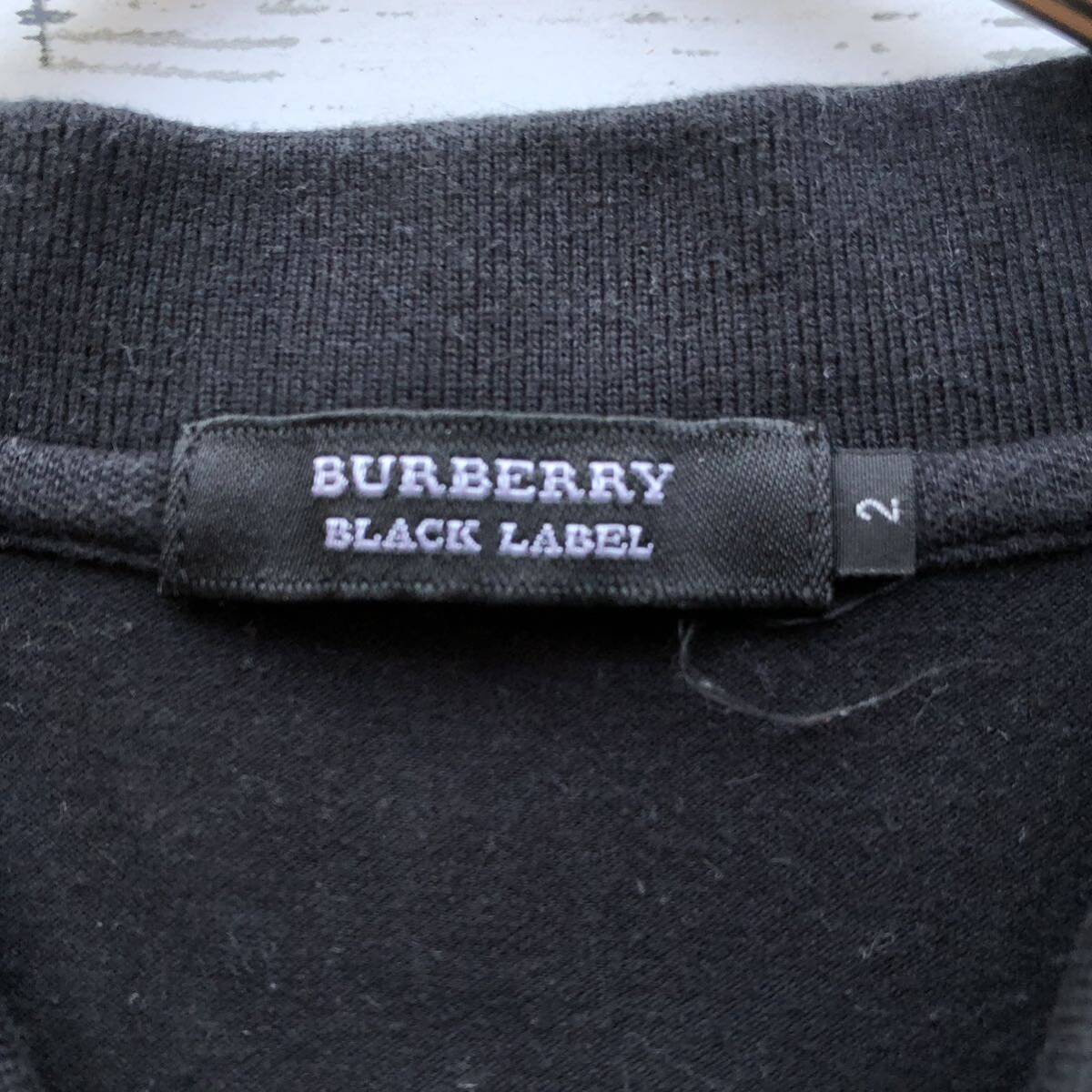 定番人気◎バーバリーブラックレーベル BURBERRY BLACKLABEL ポロシャツ ノバチェック ホースロゴ刺繍 サイズ2 M 黒_画像8