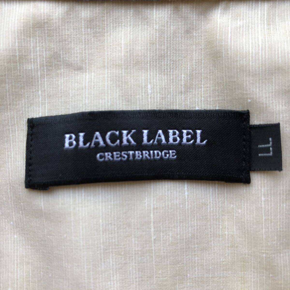  превосходный товар /LL/XL/linen. лен * Black Label k rest Bridge BLACKLABEL CRESTBRIDGE рубашка с длинным рукавом проверка эмблема вышивка Logo бежевый 