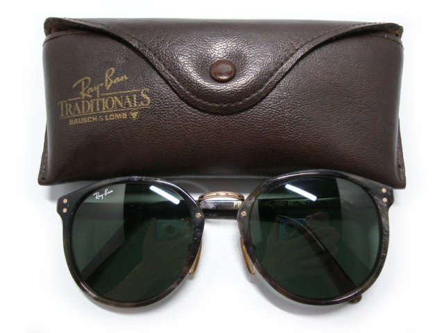 希少Vintage B&L RayBan PREMIER TRADITIONALS PRUDENTIALコンビ メタル フレームG15ボシュロムBLアメリカUSAグレーマーブル柄ラウンド#13の画像2