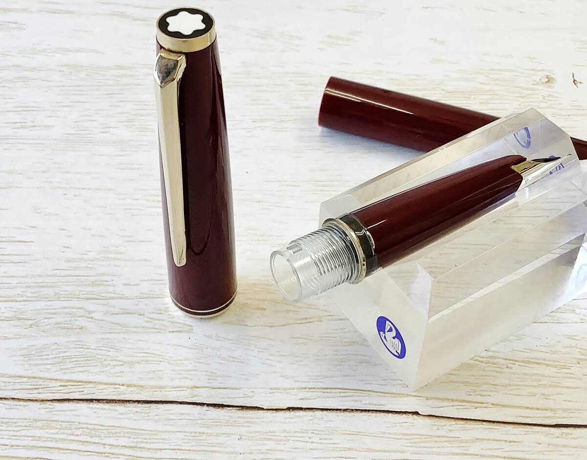 [ ultimate beautiful goods ] Montblanc fountain pen pen .14K-585 MONTBLANC bordeaux axis records out of production model antique goods cartridge type 