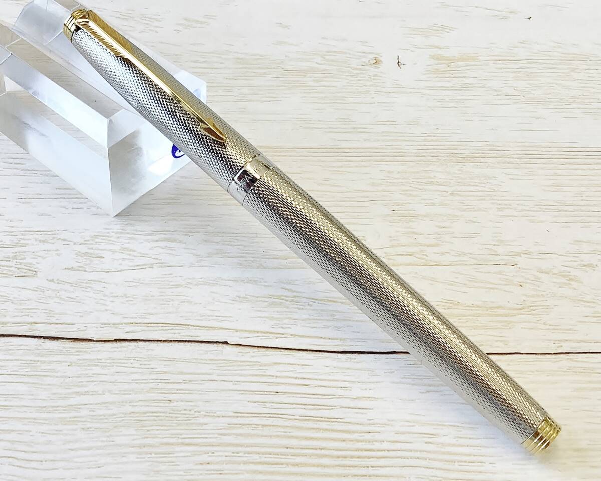 【美品】 希少 パーカー 万年筆 PARKER75 フランス製 ペン先14K シルバー格子柄 パーカー75 廃盤モデル アンティーク品_画像4