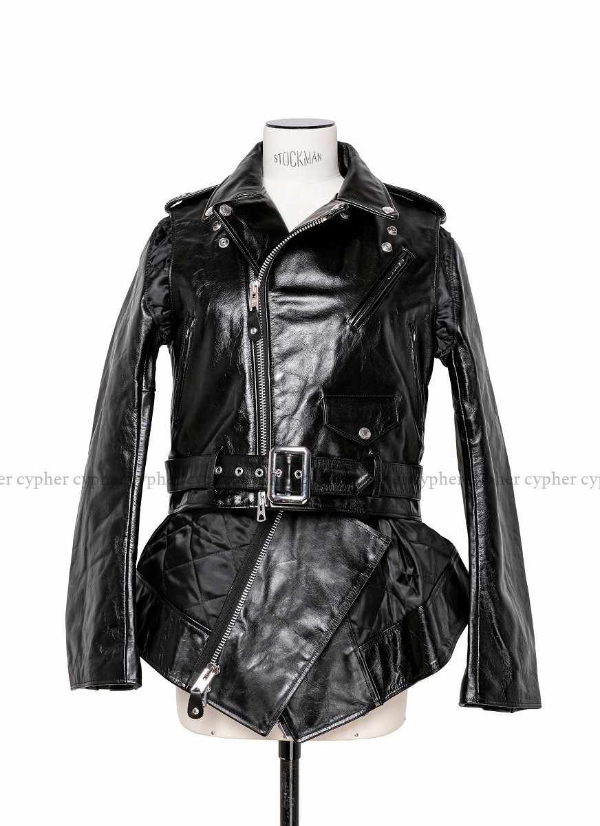 3 新品 22AW sacai schott Leather Blouson ブラック サカイ ショット レザー ブルゾン ライダース ジャケット ワンスター ドッキング 黒_画像6