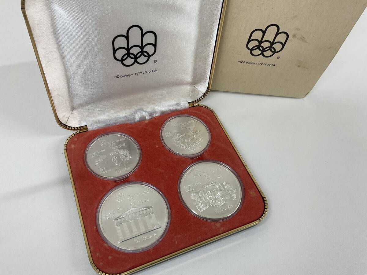 希少 カナダ 1976年 モントリオールオリンピック 10ドル 5ドル 銀貨 硬貨4枚 ケース付【8607】の画像1