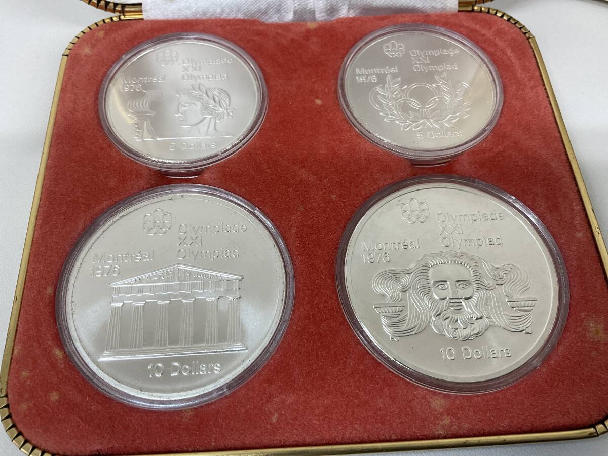 希少 カナダ 1976年 モントリオールオリンピック 10ドル 5ドル 銀貨 硬貨4枚 ケース付【8607】の画像2