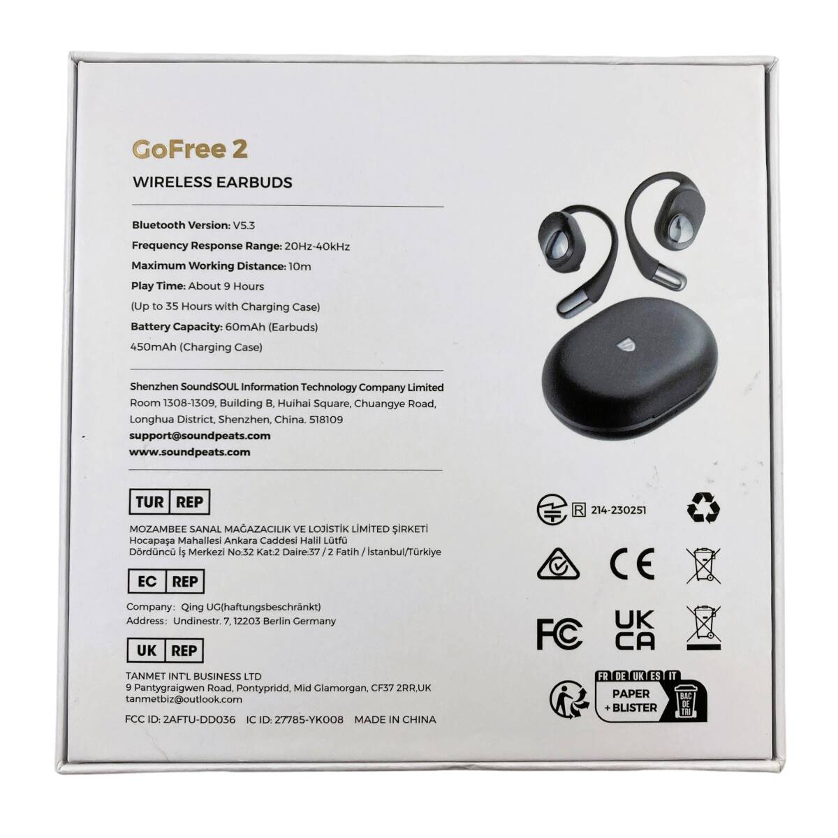 【1円オークション】SOUNDPEATS GoFree2 耳掛け式 イヤホン ハイレゾ LDAC対応 Bluetooth5.3 ワイヤレスイヤホン オープンイヤー型 ARM0121_画像2