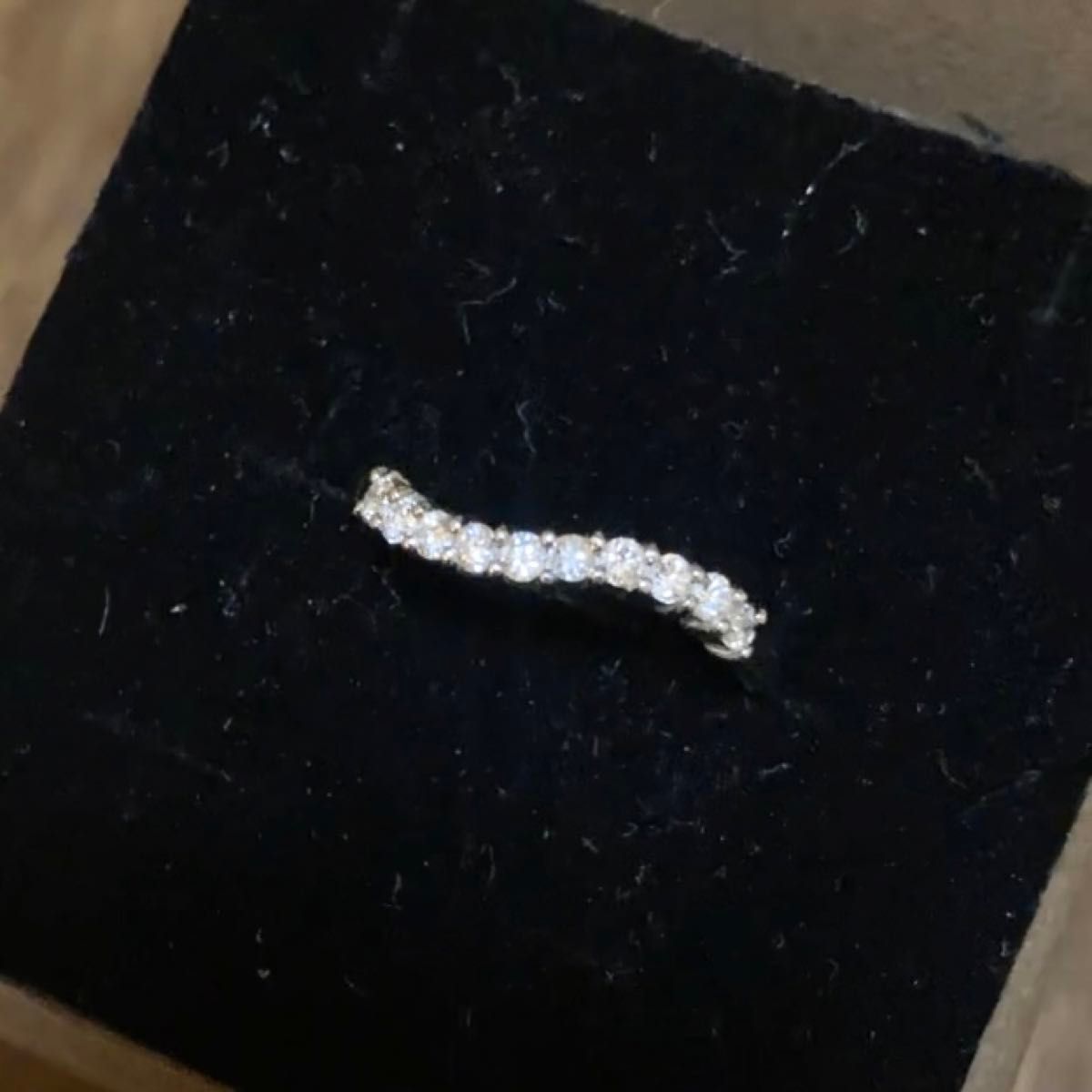 pt900 ダイヤモンド ハーフエタニティ リング 0.18ct ウェーブデザイン