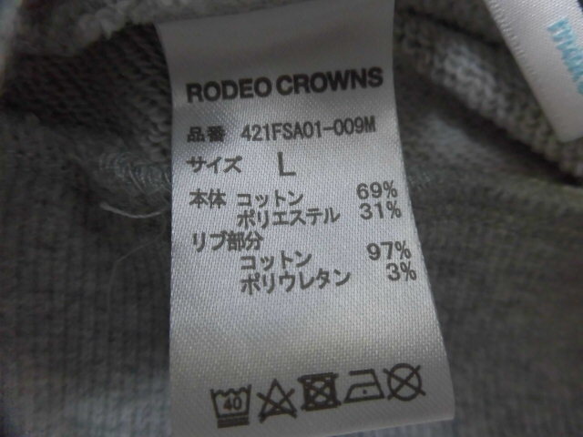 RODEO CROWNS × Disney ロデオクラウンズ ディズニー ミッキー バックプリント スウェット トレーナー 長袖 トップス グレー Lサイズ_画像5