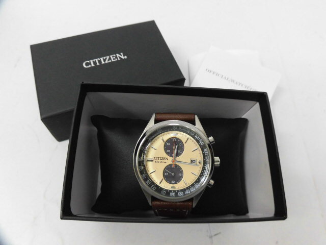 数回使用 CITIZEN シチズン Eco-Drive エコドライブ クロノグラフ B642-R011049 腕時計 GENUINE LEATHER _画像1