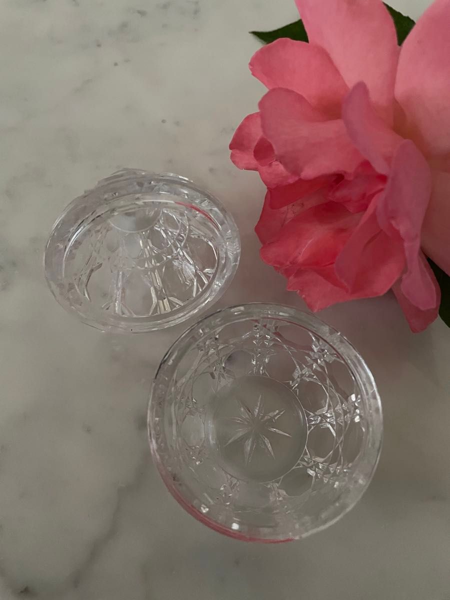 ガラス キャンディポット 小物入れ ガラス製 昭和レトロ　切子　カットガラス　