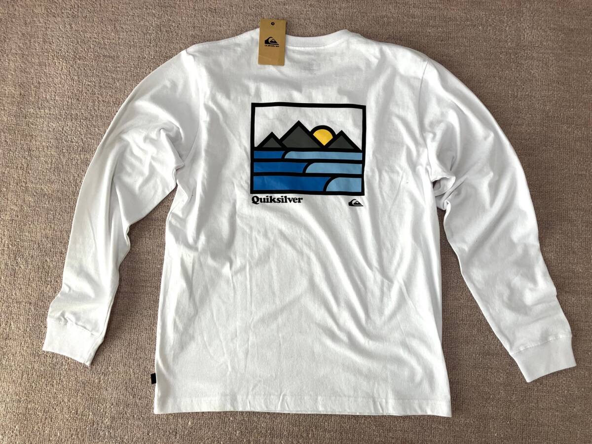 ★送料無料★クイックシルバー メンズ 長袖ロングTシャツ Mサイズ ホワイト① Quiksilver_画像2