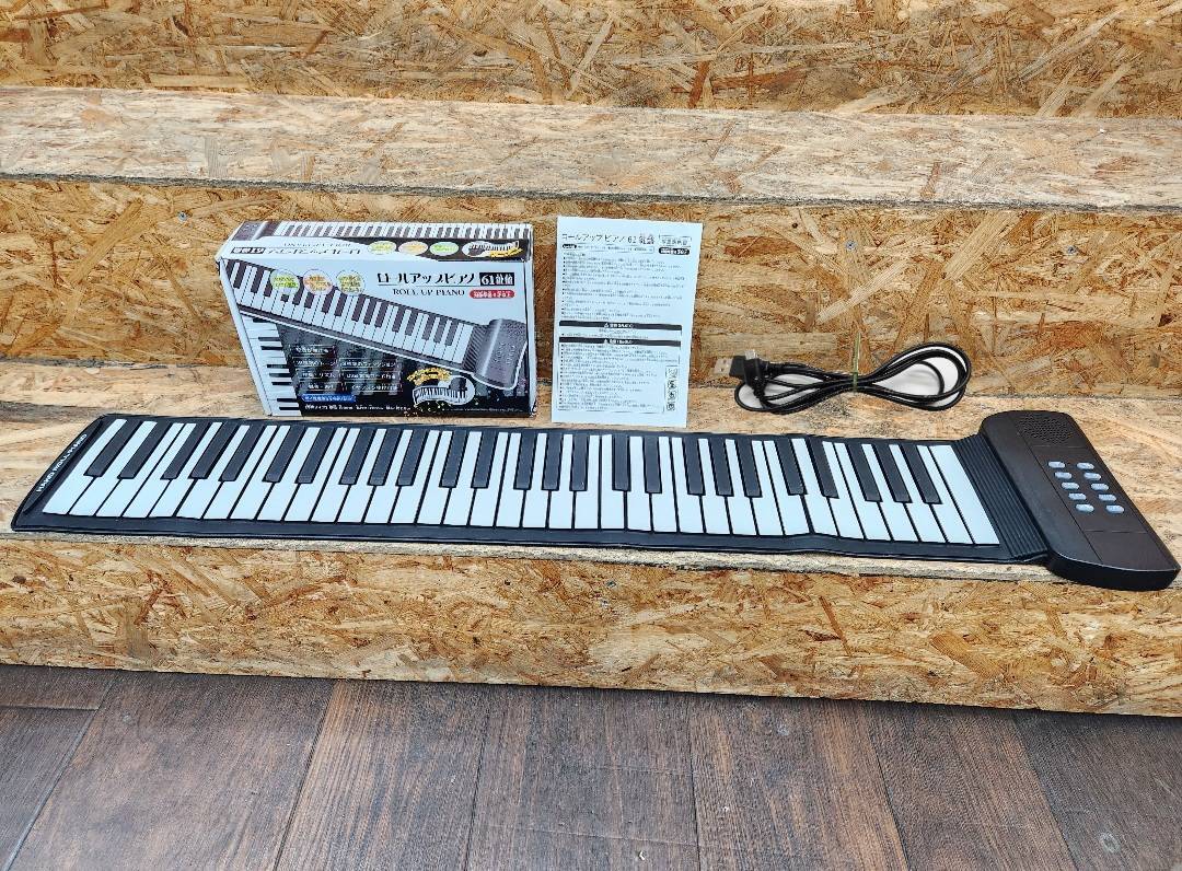 送料無料g30945 ピオロ ロールアップピアノ 電子ピアノ 61鍵盤 練習用 楽器 音楽 コンパクト USB _画像1