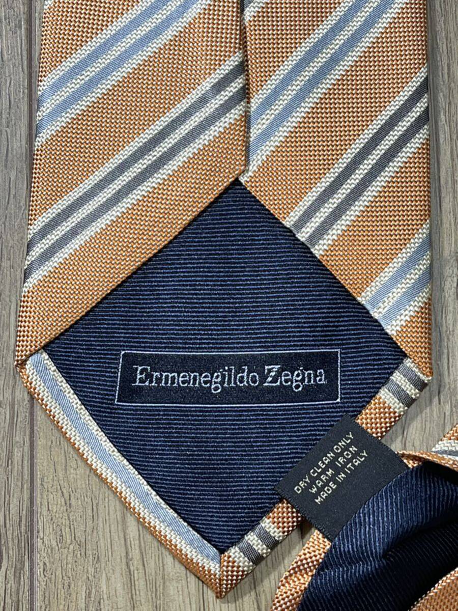 ほぼ未使用 ″Ermenegildo Zegna″ エルメネジルドゼニア ストライプ ブランドネクタイ 405048_画像3