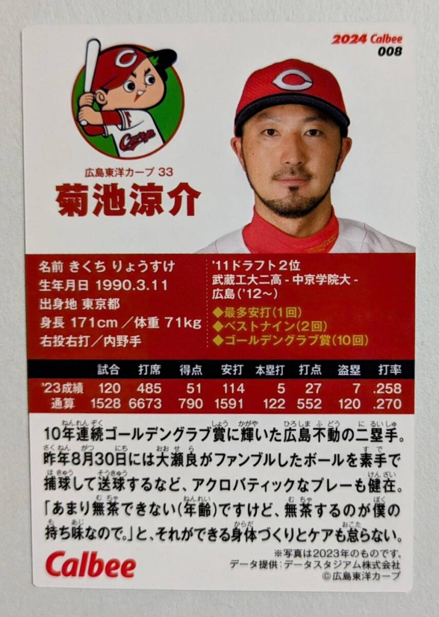 ★2024 カルビー プロ野球チップス 第1弾　 レギュラーカード 広島 菊池　涼介 ★_画像1