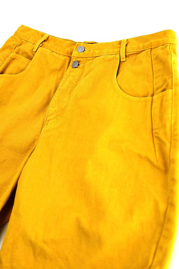 Used 90s GUESS Yellow Color Denim Baggy Short Pants Size W35 古着_画像3