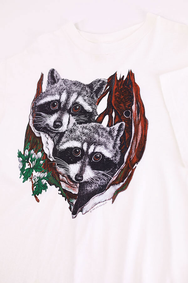 Used 80s-90s USA TENNESSEE RIVER Raccoon Animal Art Graphic T-Shirt Size XL 古着_画像3