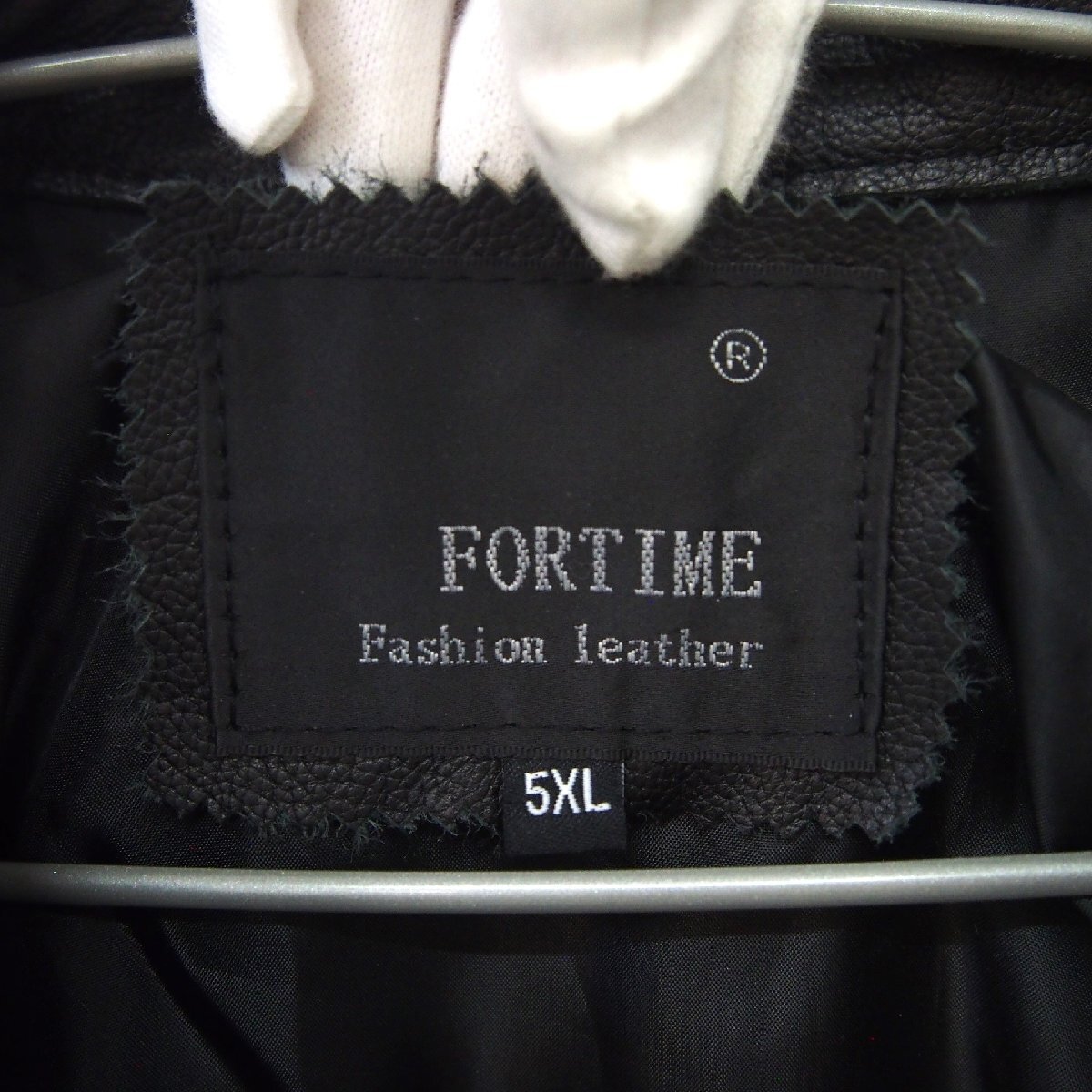 [9356-S-①]　FORTIME　レザージャケット　5XL　【中古】　現状販売　フォータイム　Fashion leather　ブラック　本体のみ_画像3