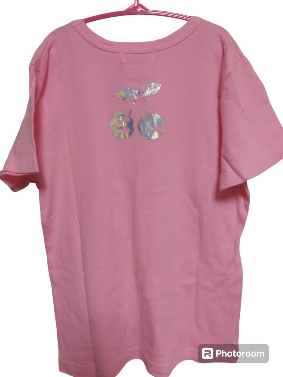 MEZZOpiano。 Tシャツ 半袖可愛い ロゴ入り。ピンク色。size160cm。メゾピアノ。