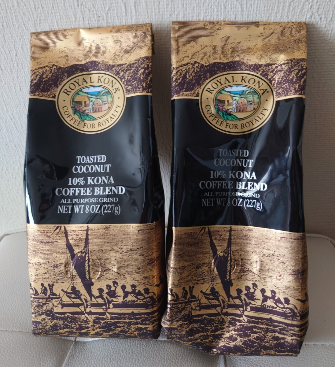 ROYAL KONA TOASTED COCONUT 10%KONA Royal kona coffee to- ste do coconut flour 8oz 227g 2 sack set 