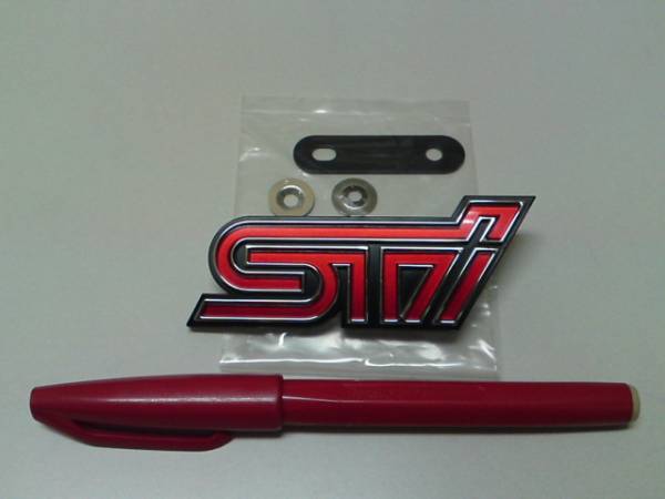  быстрое решение Subaru оригинальный [STi] передняя решетка эмблема красный цвет новый товар 