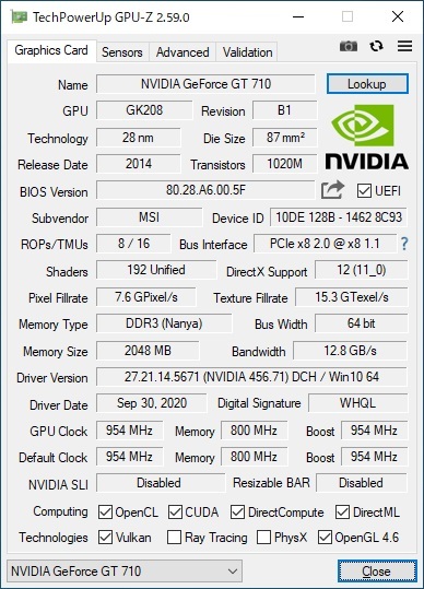 MSI GT 710 2GD3H LP (GeForce GT710) 2GB DDR3 ★ロープロファイル対応★_画像6