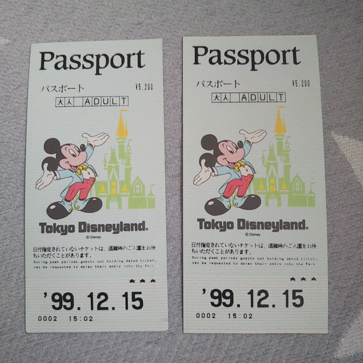 ヤフオク 1999年 12月 東京ディズニーランド Tdl 使用済み