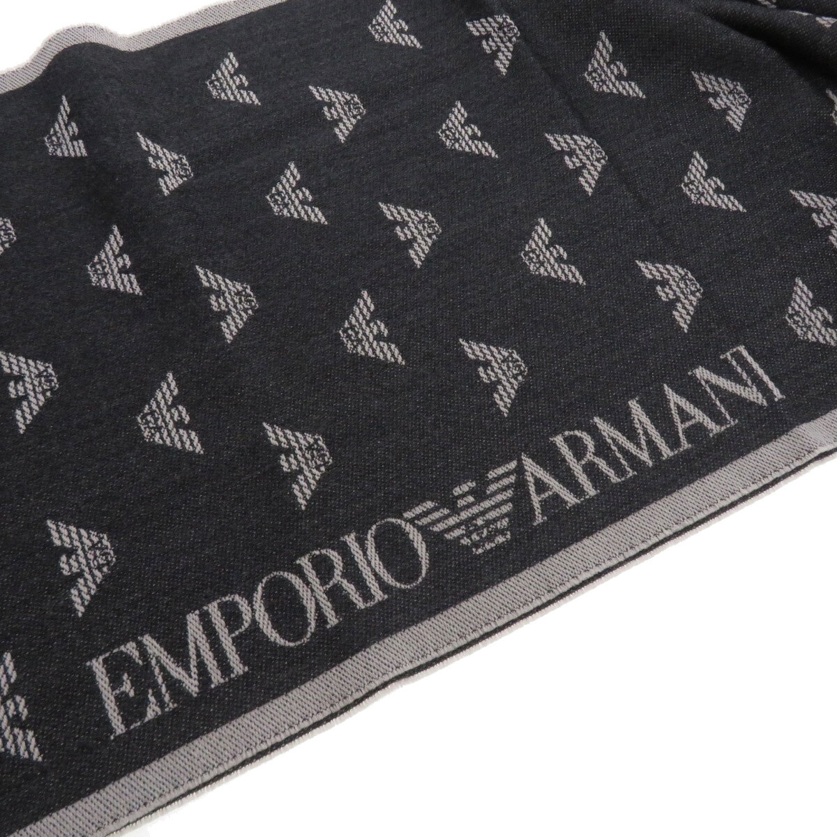 Emporio Armani エンポリオ・アルマーニ ロゴモチーフ マフラー ウール レディース 中古_画像3