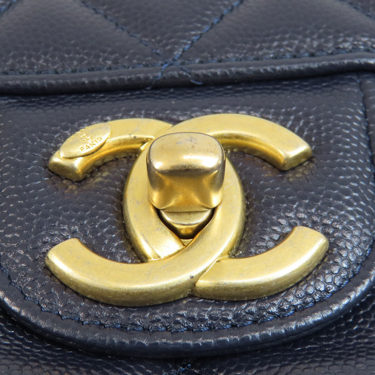 CHANEL シャネル マトラッセ チェーンショルダー ゴールド金具 ショルダーバッグ キャビアスキン レディース 中古_画像8