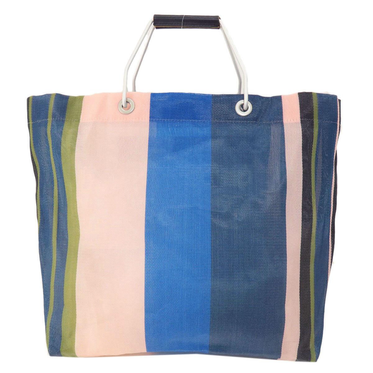 MARNI Marni flower Cafe stripe tote bag nylon material lady's used 