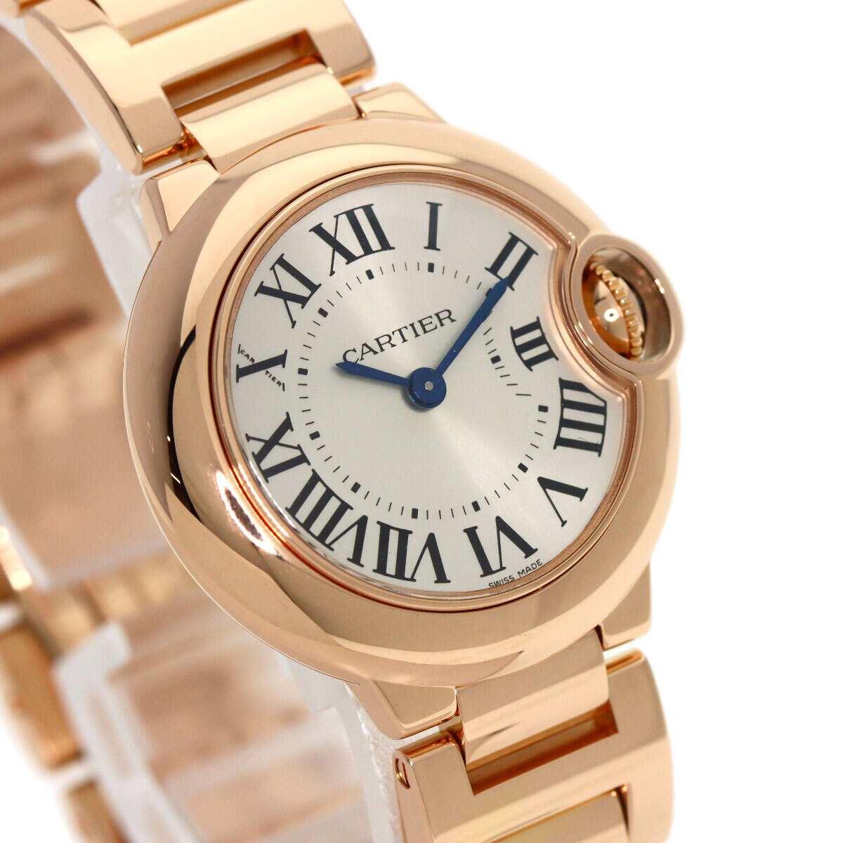 CARTIER カルティエ W69002Z2 バロンブルー28mm 腕時計 K18ピンクゴールド K18PG レディース 中古_画像4