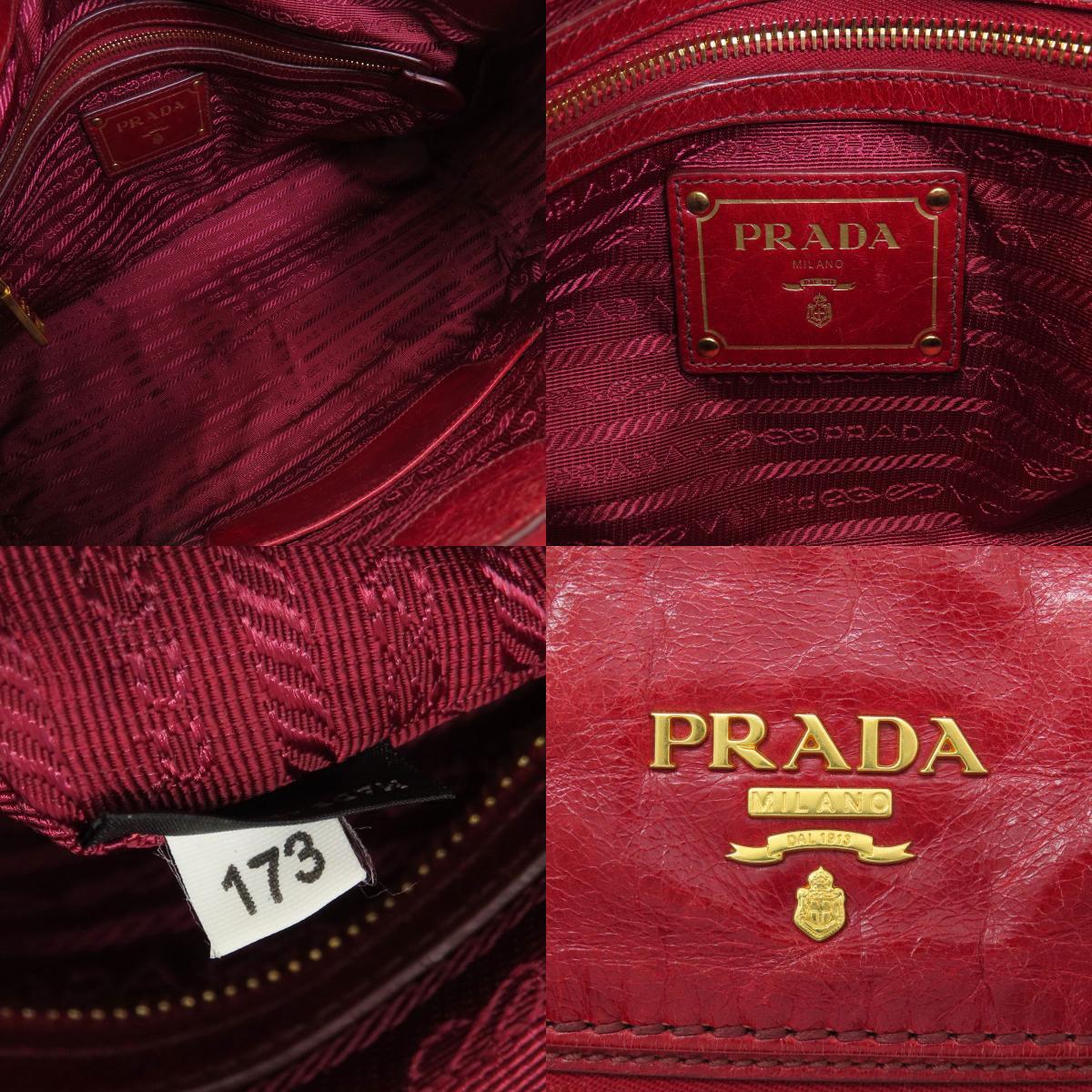 PRADA プラダ ロゴ 2WAY ハンドバッグ レザー レディース 中古_画像5