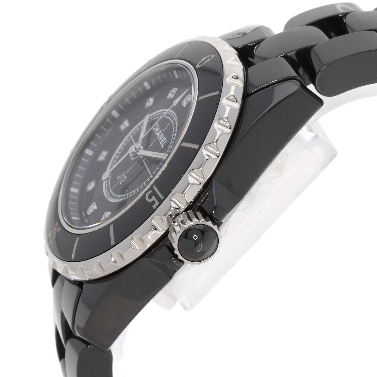CHANEL シャネル H1625 J12 33mm 12P ダイヤモンド 腕時計 セラミック セラミック レディース 中古_画像5