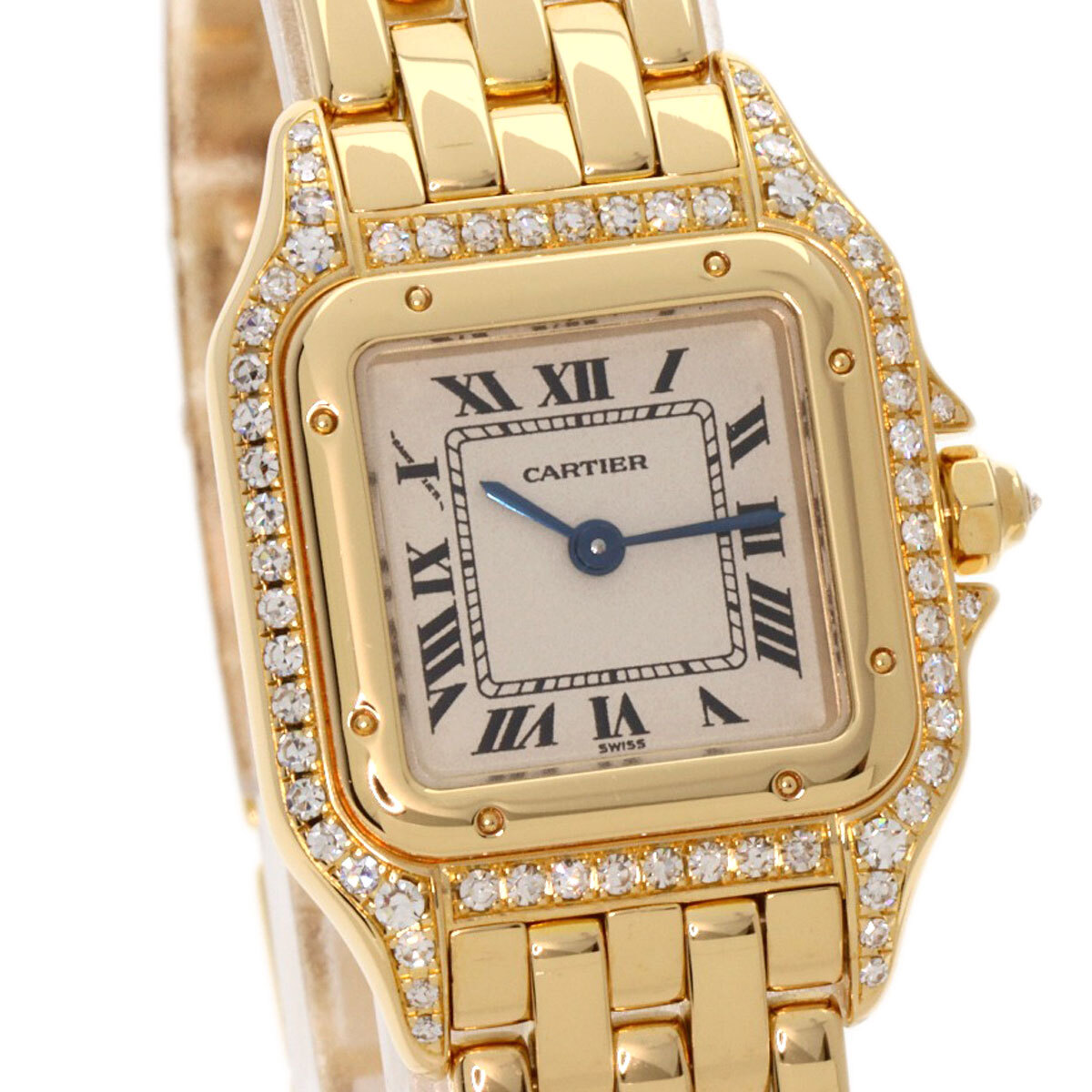 CARTIER Cartier bread tail SM bezel diamond wristwatch K18 yellow gold K18YG diamond lady's used 