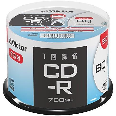 【在庫限り】50枚(スピンドル) ビクター Victor 1回録音用 CD-R AR80FP50SJ2 (片面1層/80分/50枚) ホワイト_画像2